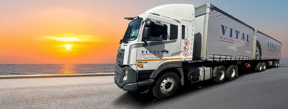 Vital superlink on the road at sunset